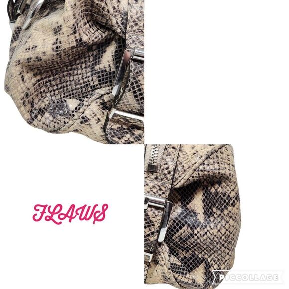 Michael Kors Heidi Dark Sans Satchel tan brown black silver snake print bag 2009 - Picture 14 of 16